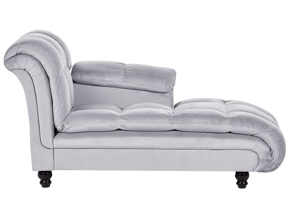 Chaise longue à esquerda LORMONT Veludo Cinzento claro