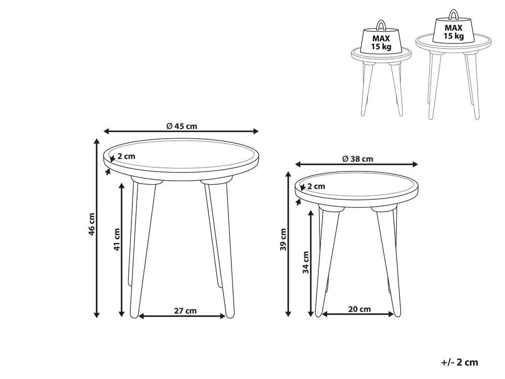 Set of 2 Side Tables MAHARO Mango Wood Light Green_852322