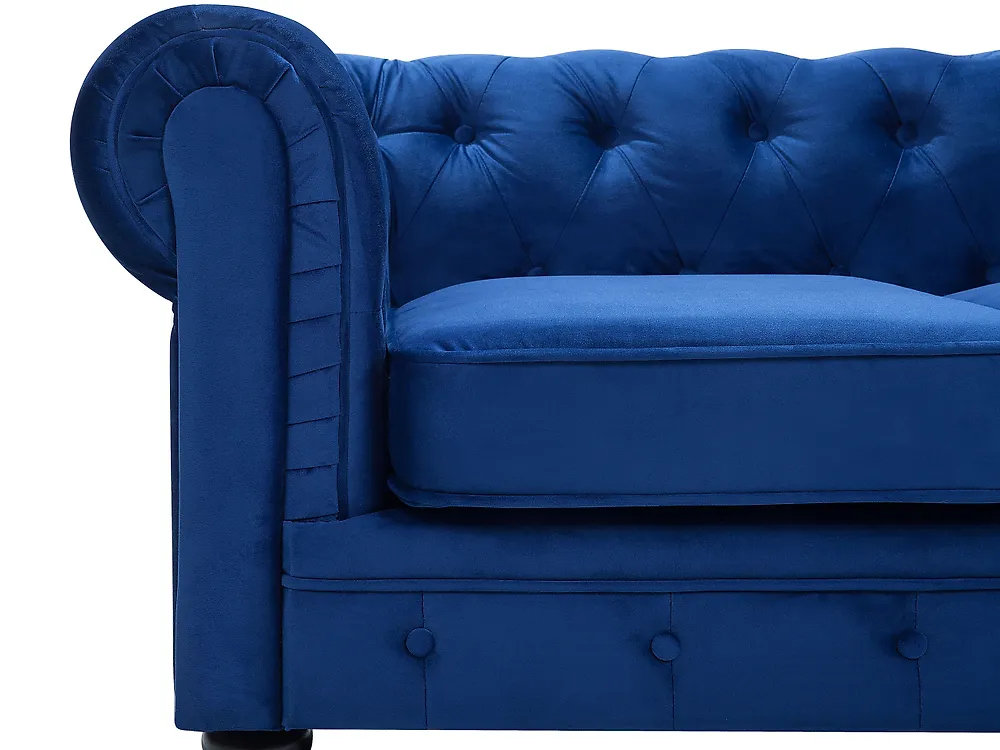 Canapé Chesterfield 3 Places En Velours Bleu Roi - Design Classique Capitonné - Confort Maximal - Livraison Montée