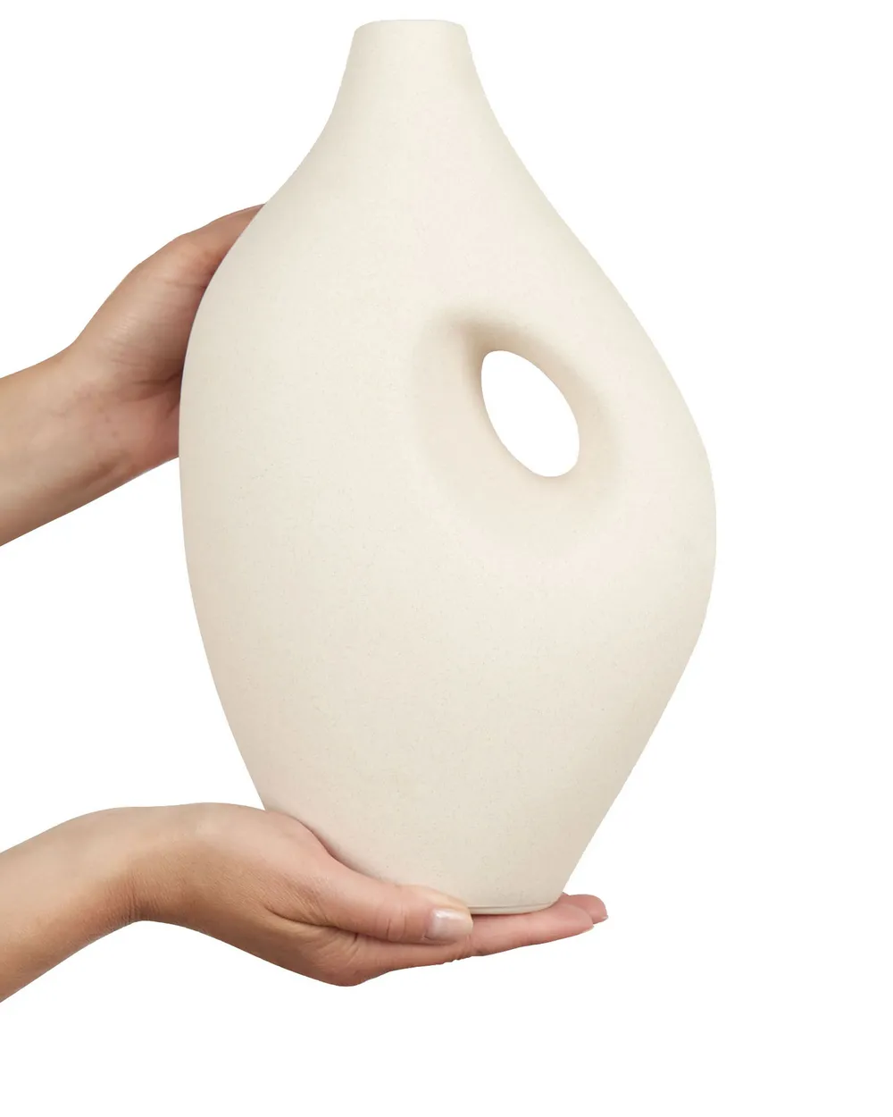 Flower Vase KOMOTINI Ceramic 32 cm Off-White - Beliani.es