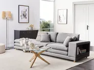 Sofa 2 Seater HEDEN with Ottoman Fabric Grey_950660