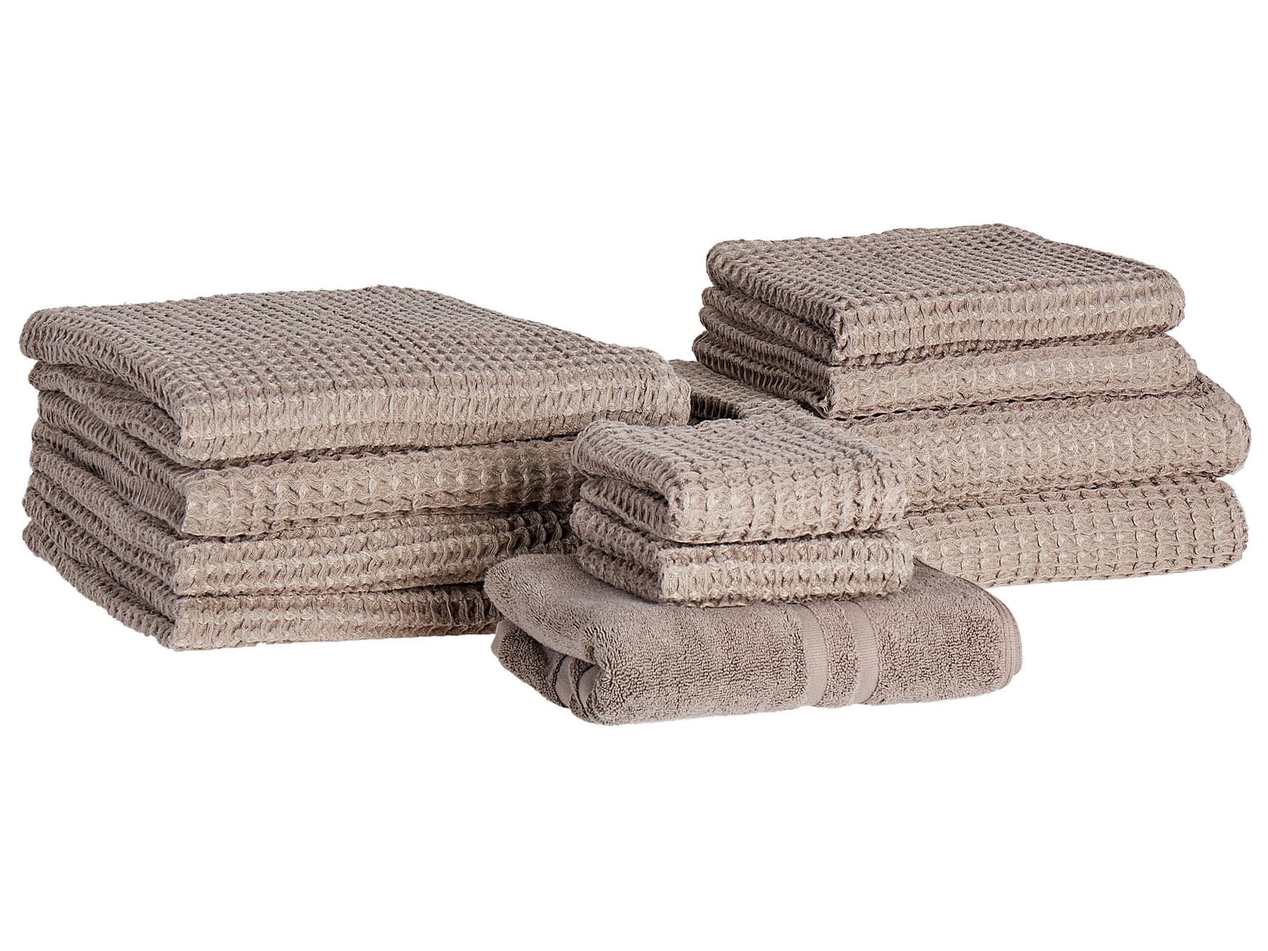 Lot de 11 serviettes de bain en coton taupe AREORA_935959