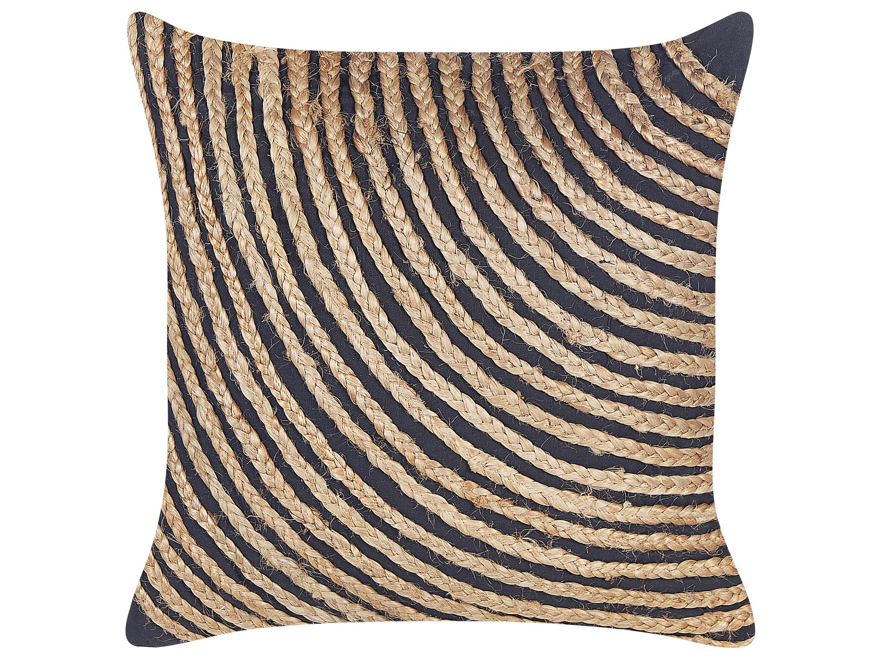 Cotton Cushion with Braided Jute 45 x 45 cm Beige and Black BERGENIA_843209