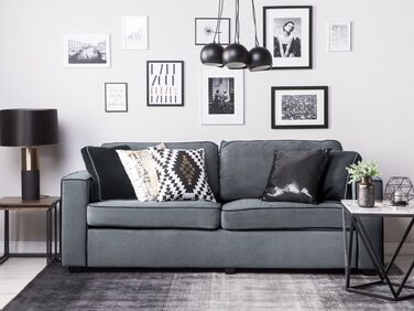 3 Seater Velvet Sofa Grey FALUN