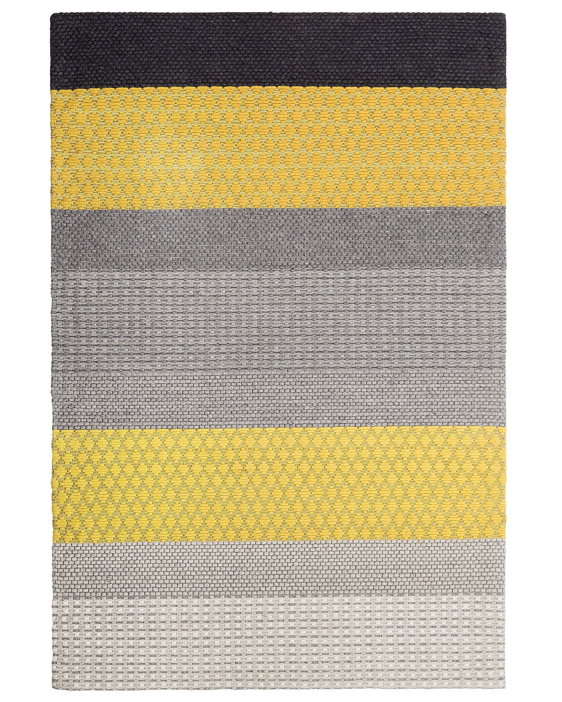 Tappeto lana grigio e giallo 140 x 200 cm AKKAYA_750906