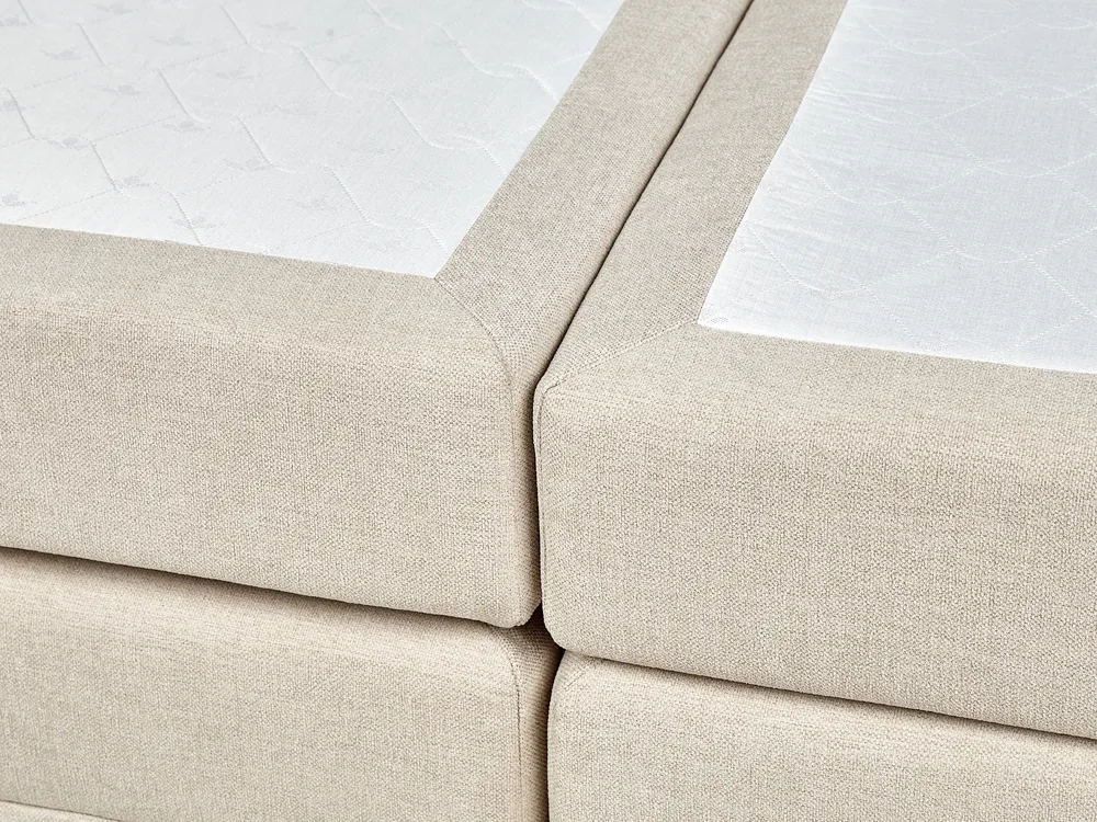 Divan Bed with Storage MINISTER Fabric Light Beige 160 x 200 cm (EU King Size)_873593