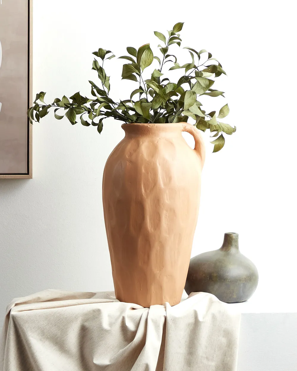 Wazon dekoracyjny TAIPING 46 cm Ceramika Ciemnobeżowy