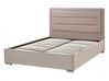 Zamatová posteľ s úložným priestorom 140 x 200 cm sivobéžová ROUEN_843831