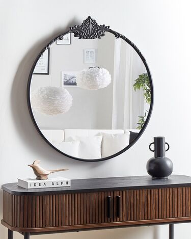 Round Metal Wall Mirror ⌀ 67 cm Black SOMMANT