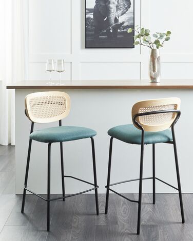 Set of 2 Fabric Bar Chairs Blue MAYETTA