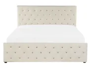 Bett mit Stauraum AMIENS Samtstoff Hellbeige 140 x 200 cm_791219