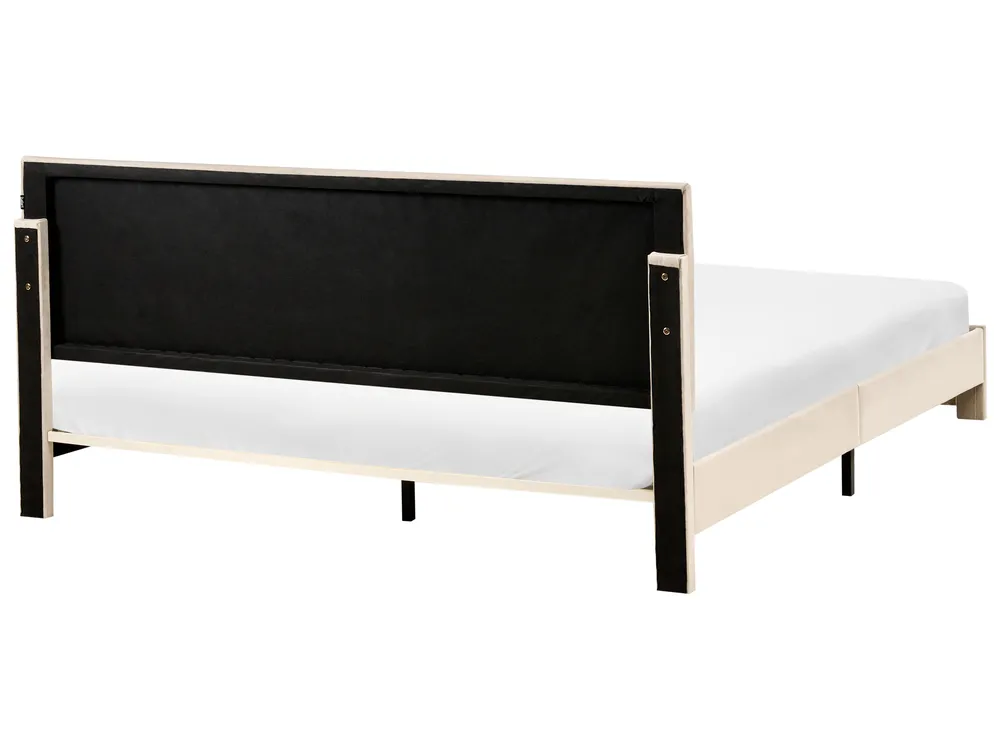 Bed with Storage Drawers LONZAC Velvet Beige 180 x 200 cm (EU Super King)_1014719