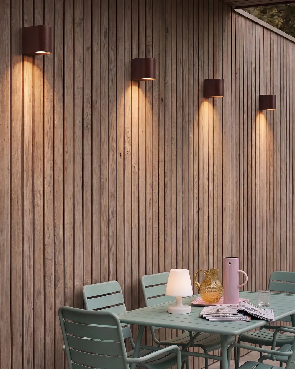 Set of 4 Outdoor Wall Lights AVIA Brown_1107788