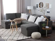 U-Shape Sofa Bed 5 Seater KARRABO with Storage Fabric Dark Grey_712705