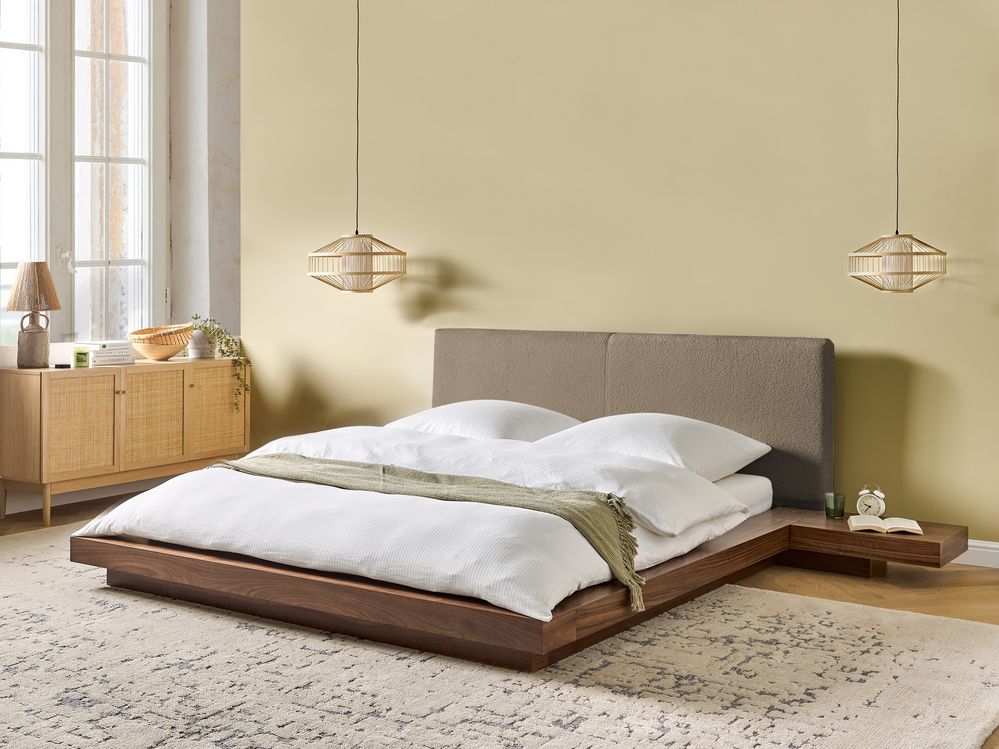 Bed Boucle ZEN 160 x 200 cm (EU King Size) Brown Ash Wood