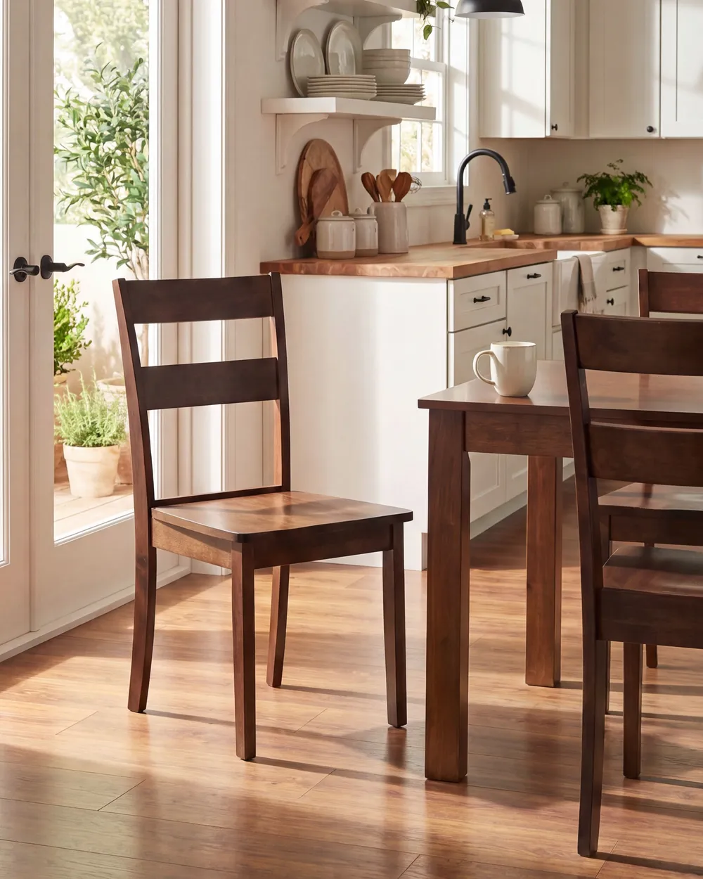 Set of 2 Dining Chairs GEORGIA Wood Dark Brown