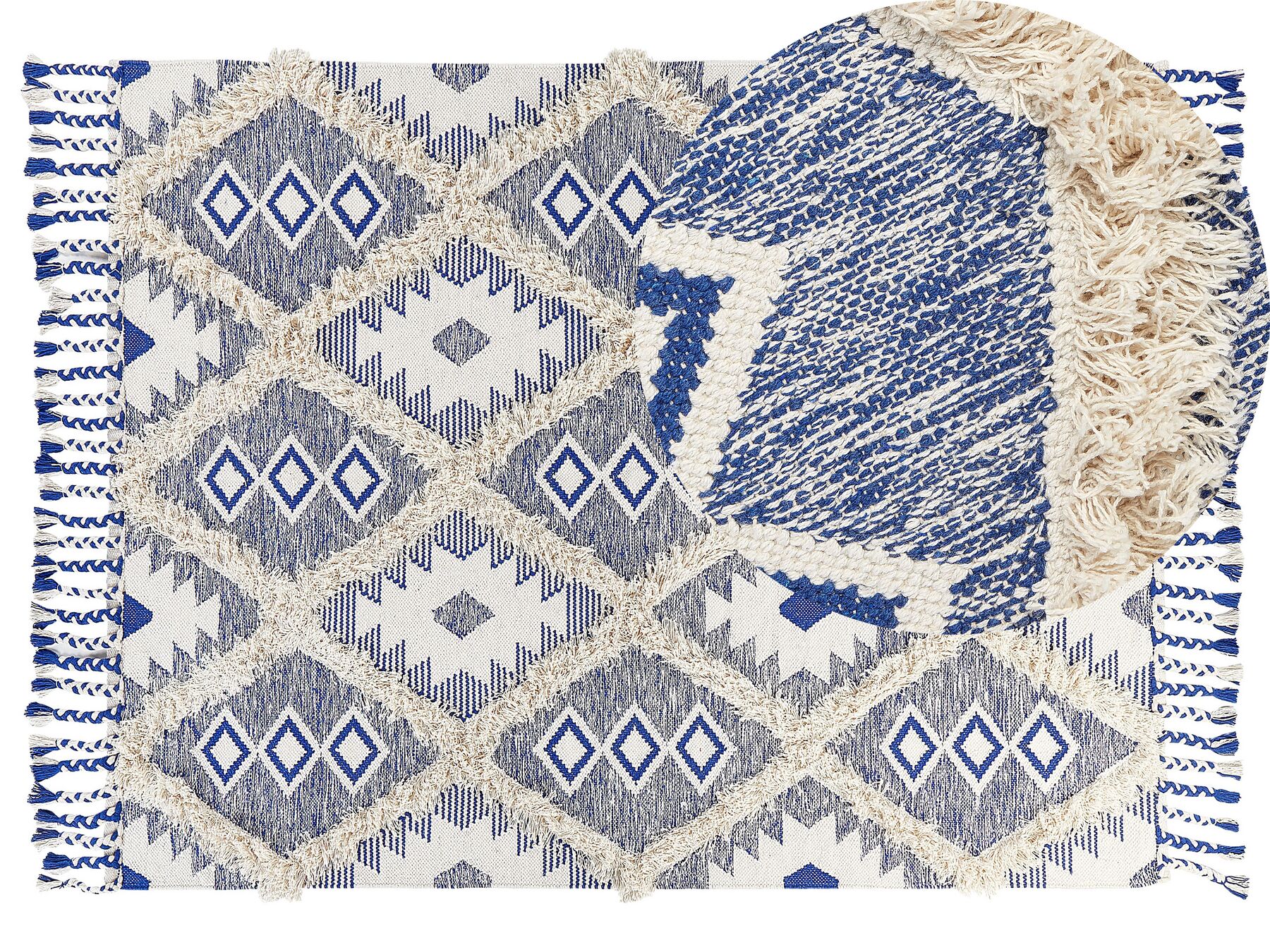 Dywan bawełniany 140 x 200 cm beżowo-niebieski MANAVGAT_843955