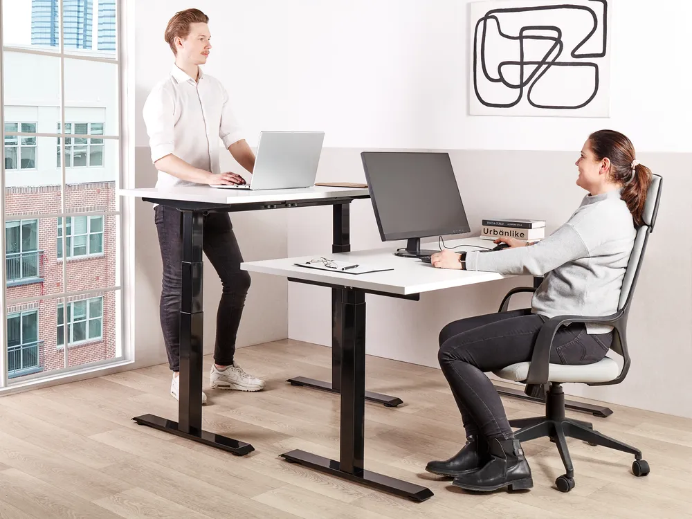 Biurko regulowane elektrycznie DESTINES 180 cm 80 cm Biały/ czarny