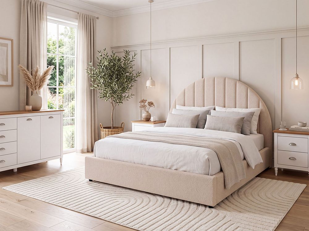 Lit ottoman CHADENET Bouclé Beige clair 140 x 200 cm
