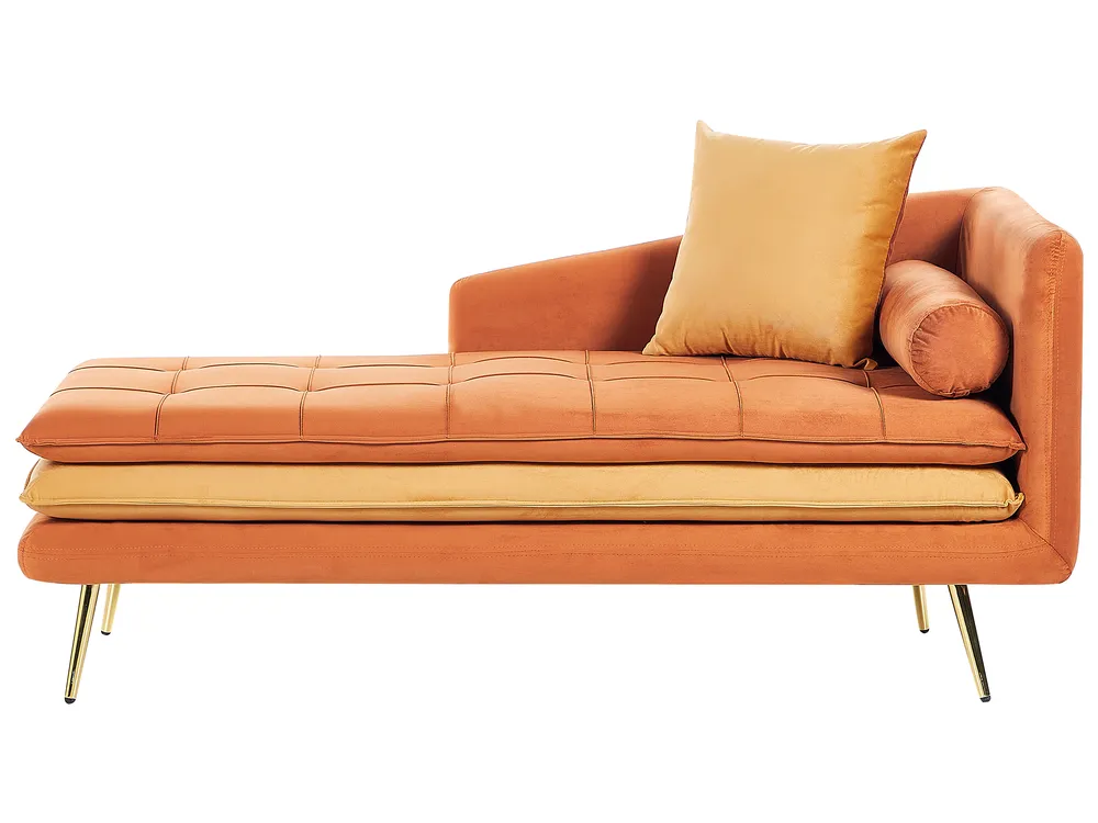 Chaise longue derecho GONESSE Terciopelo Naranja