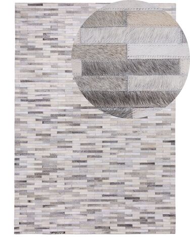 Kožený koberec 160 x 230 cm sivý AHILLI