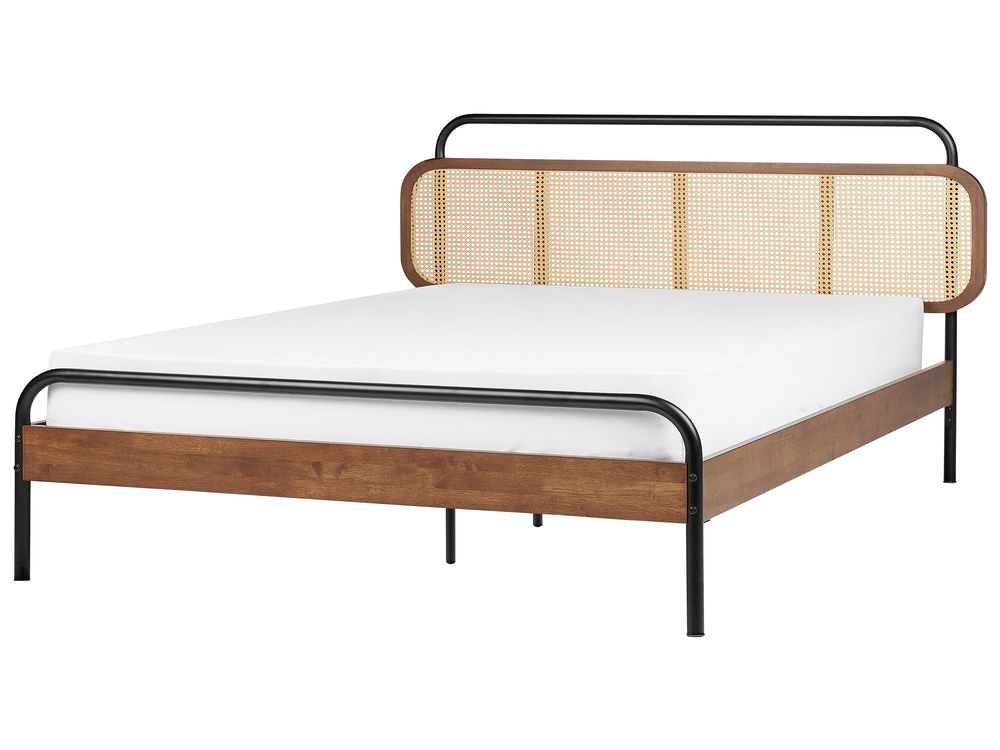 Łóżko Rattan BOUSSICOURT 180 x 200 cm Ciemnobrązowy