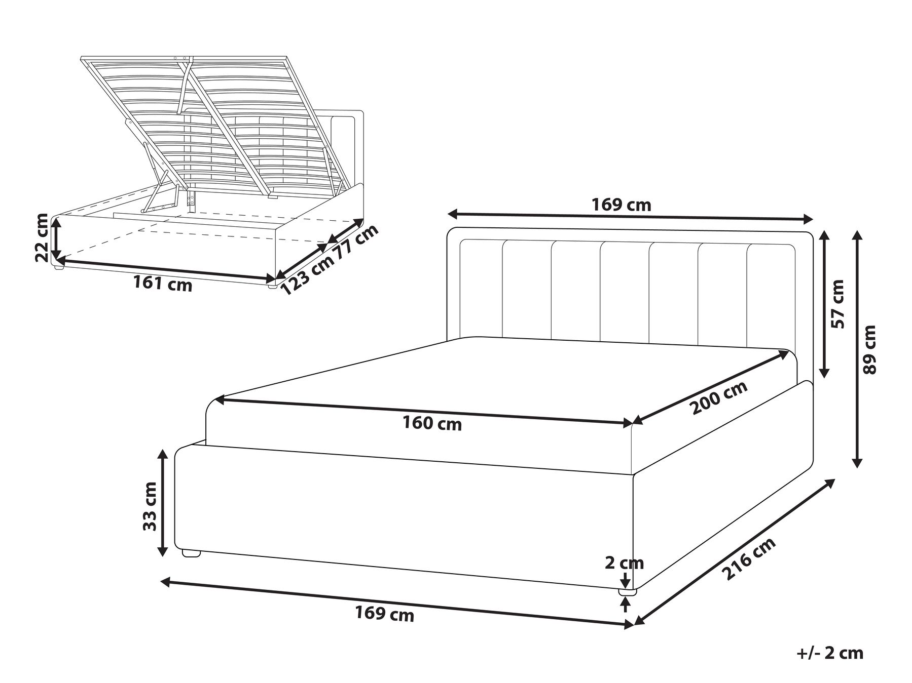 Ottoman Bed MONTLAUR Boucle Taupe 160 x 200 cm (EU King Size)_958597