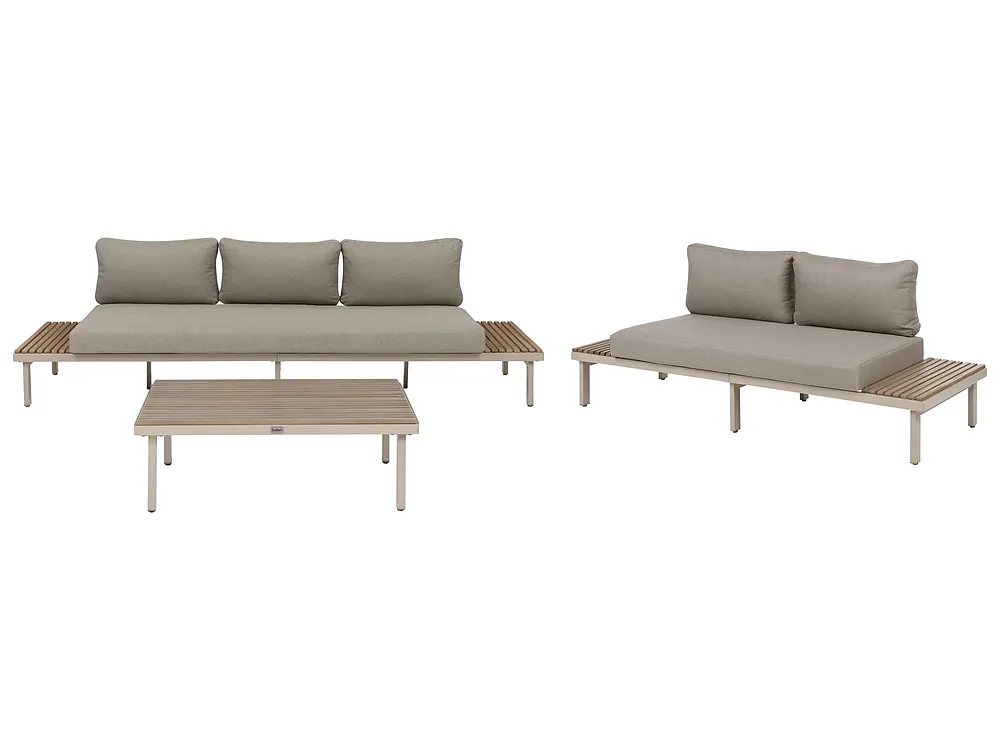 Garden Lounge Set with Table 5 Seater FIVIZZANO Acacia Wood Beige