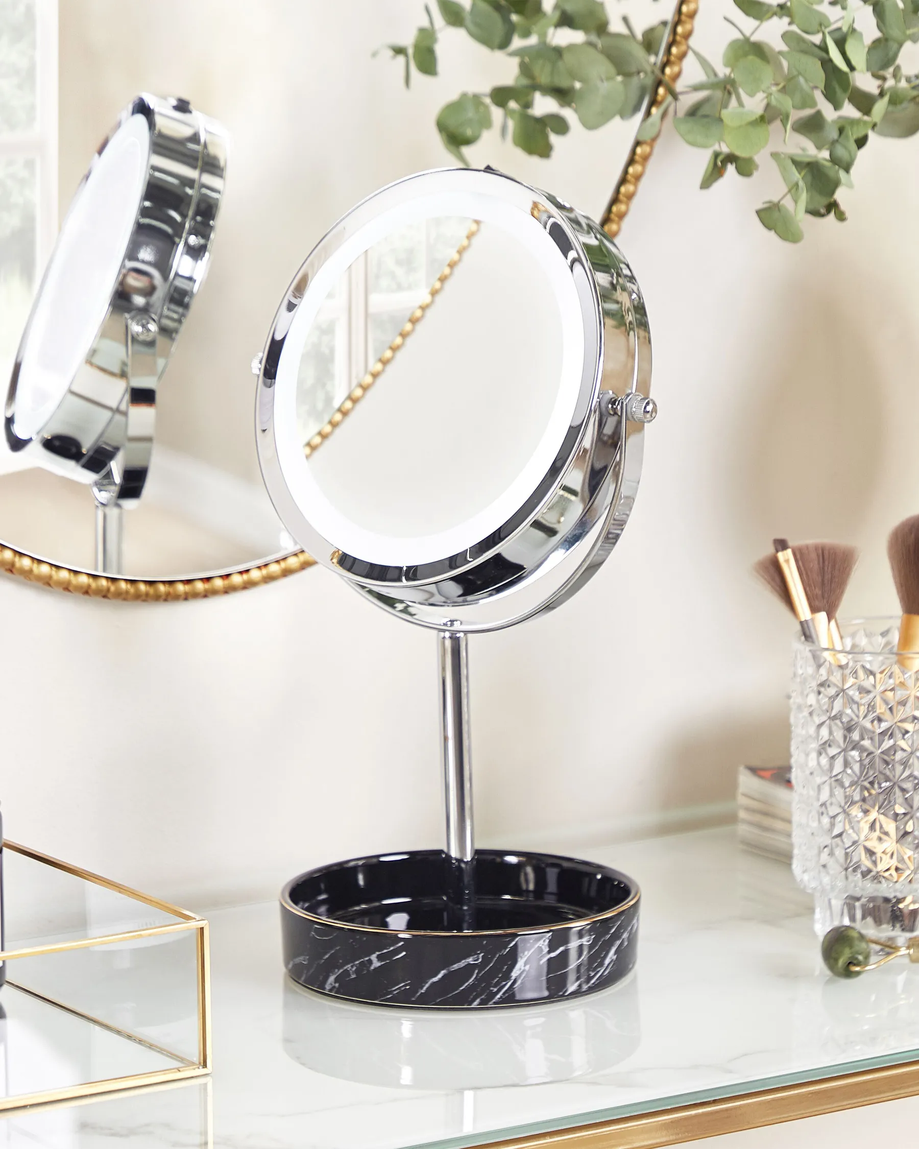 Specchio per make-up LED SAVOIE Nero/Argento_847888