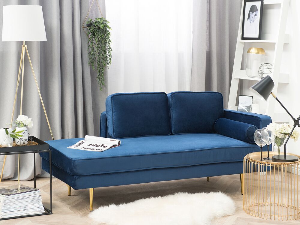 Chaise longue versione destra MIRAMAS Velluto Blu marino