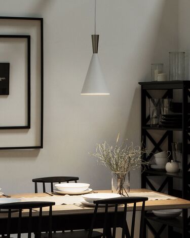 Metal Pendant Lamp White with Silver TAGUS