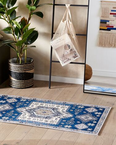 Runner Rug 60 x 200 cm Blue and Beige PARVAKADLI