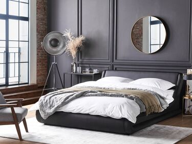 Leather EU Super King Bed Black AVIGNON