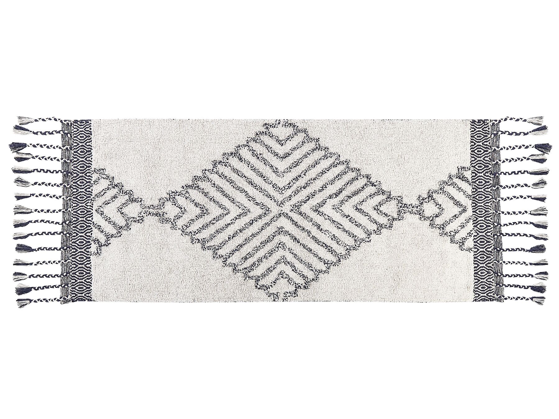 Teppich Baumwolle weiss / schwarz 80 x 150 cm geometrisches Muster Kurzflor ERAY_843961
