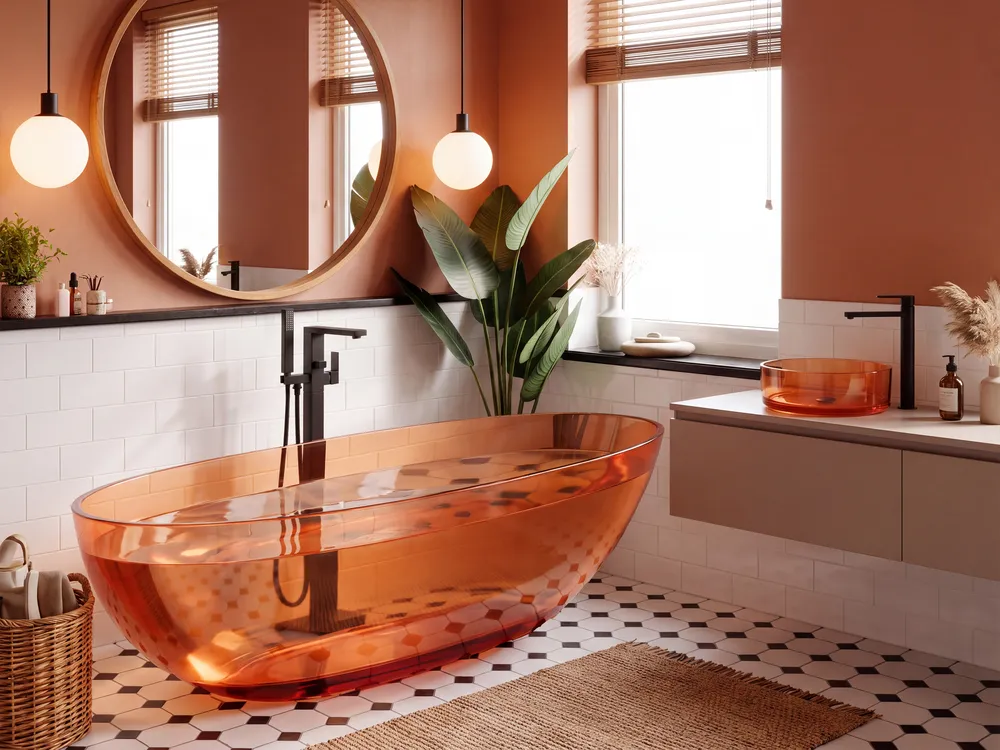 Baignoire îlot BLANCARENA 170 x 78 cm Rouge clair_1149634