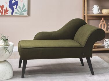 Right Hand Fabric Chaise Lounge Olive Green BIARRITZ