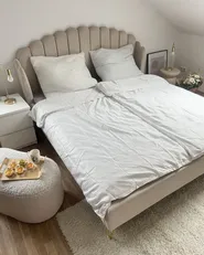 Bed Velvet AMBILLOU 140 x 200 cm (EU Double) Light Beige_918307