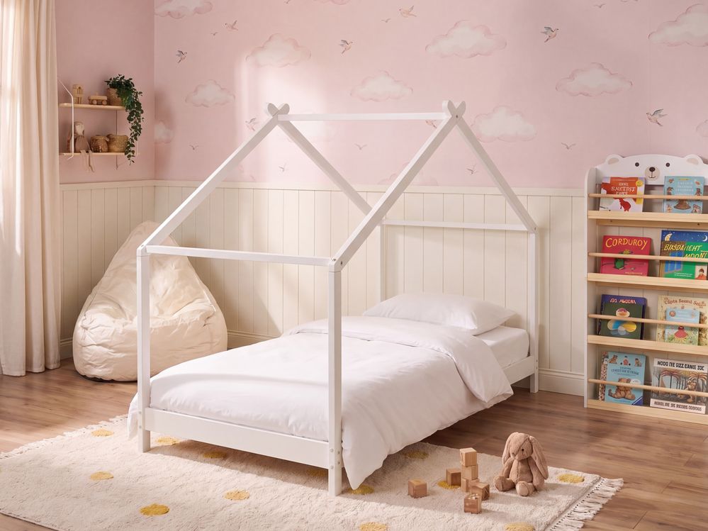 Kinderbed Huis Dennenhout ORLU 90 x 200 cm Wit