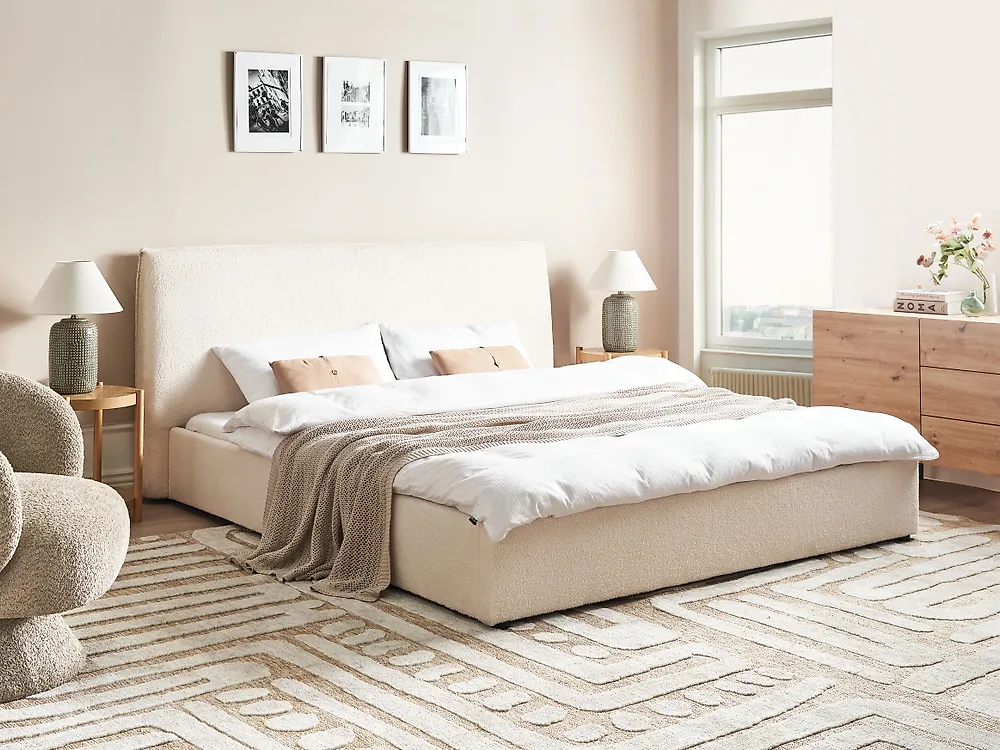Bed Boucle LAVAUR 180 x 200 cm (EU Super King) Off-White_1179052
