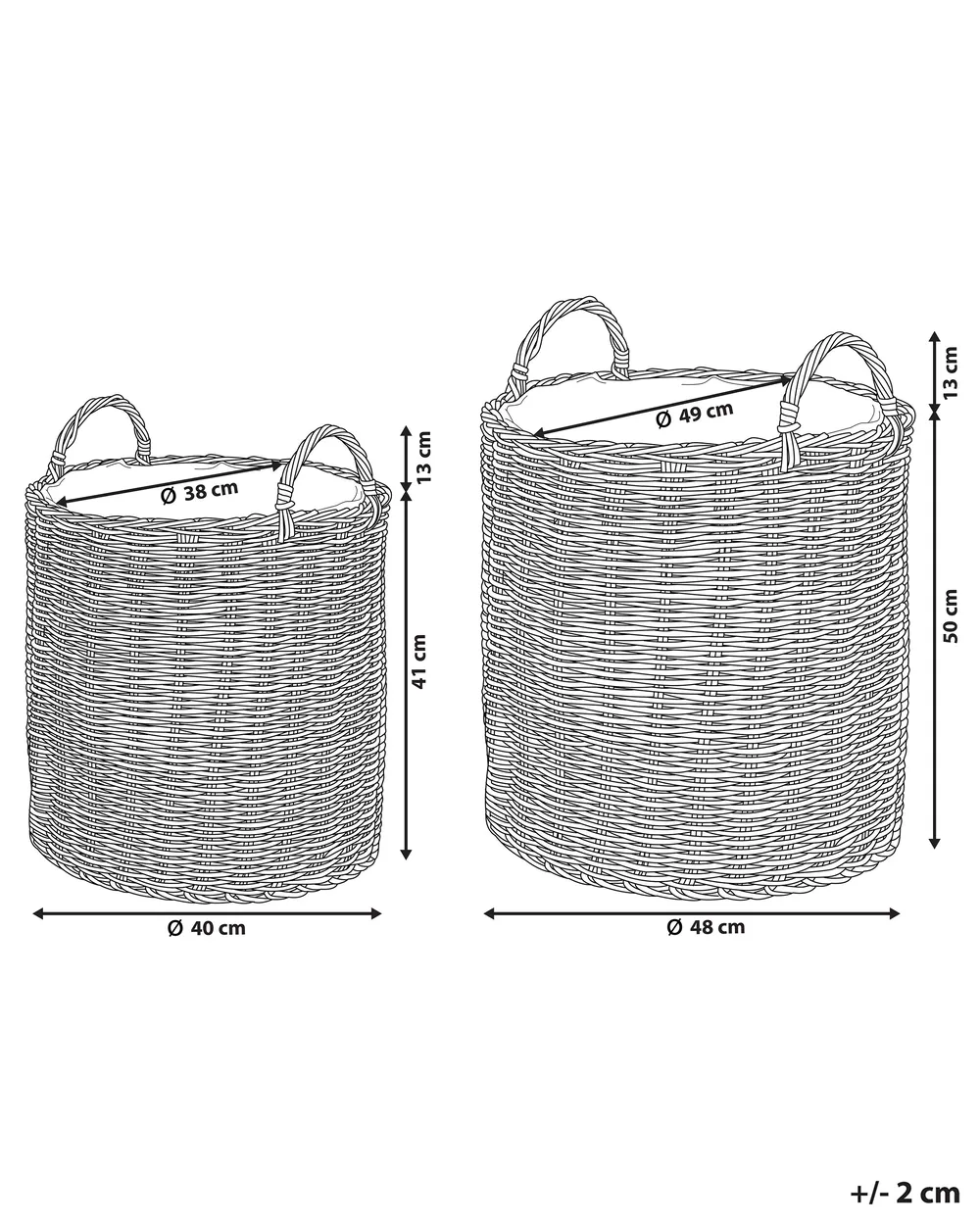 Zestaw 2 koszy na kwiaty BITOLA 40/48 cm Technorattan Brązowy_771269