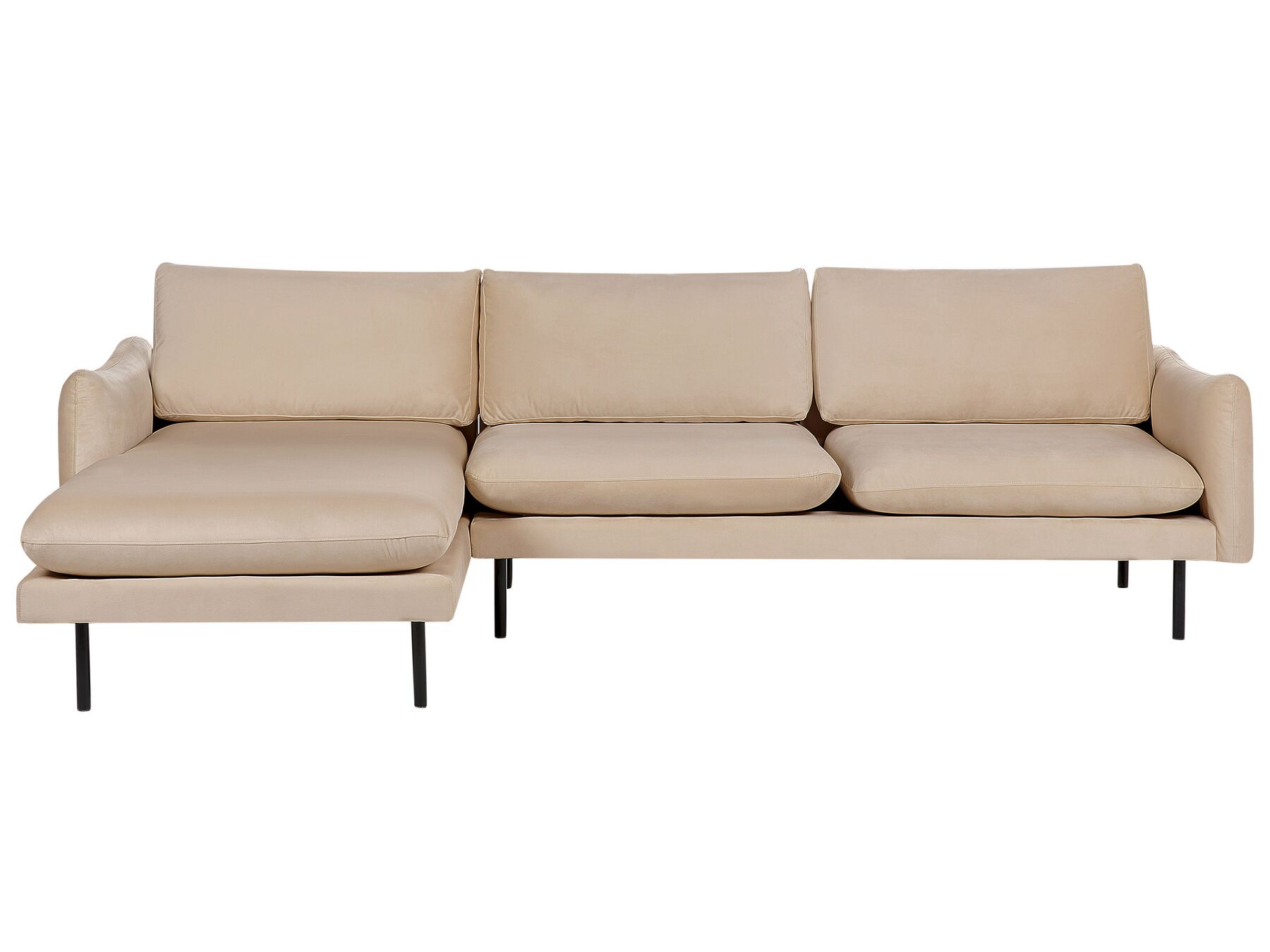 Right Hand Velvet Corner Sofa Beige VINTERBRO_897397