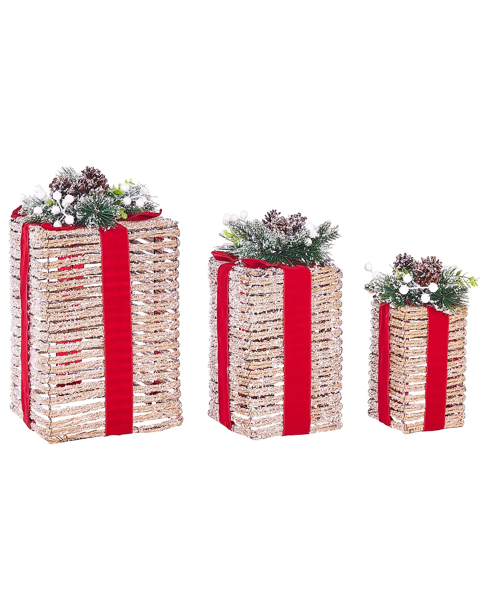 Set med 3 juldekorationer LED VAHTO 46/32/30 cm Julklappar Brun_1179426
