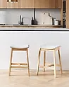 Set of 2 Bar Stools DIXON Wood Light Brown/ Grey