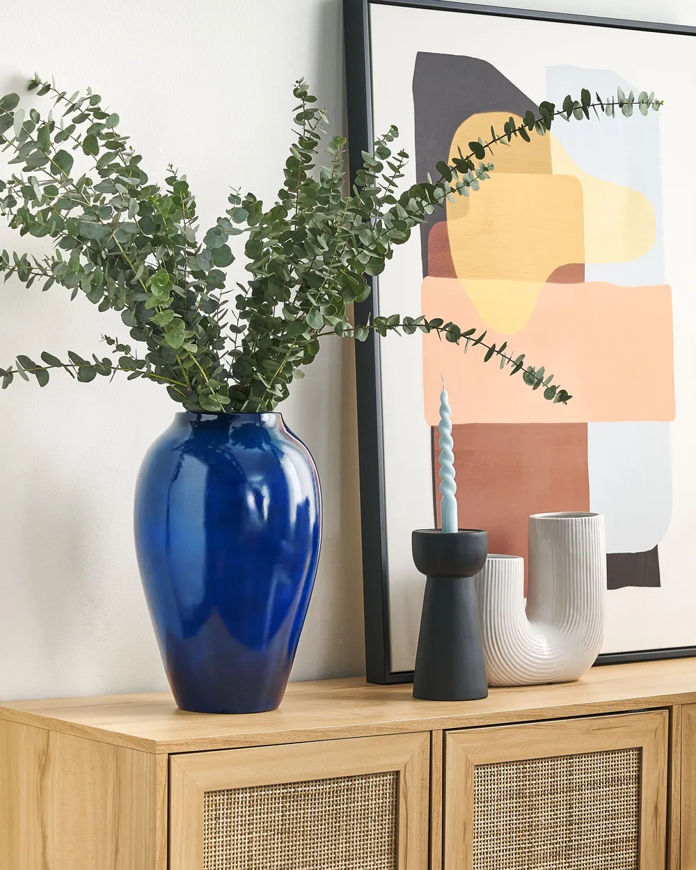 Vase à fleurs OCANA 37 cm Céramique Bleu foncé