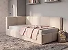 Daybed Fabric JACOU 90 x 200 cm (EU Single) with Storage Left Hand Light Beige