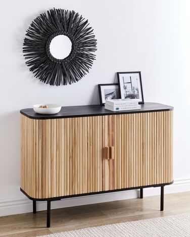 Wooden 2 Door Sideboard Light and Black LINDON