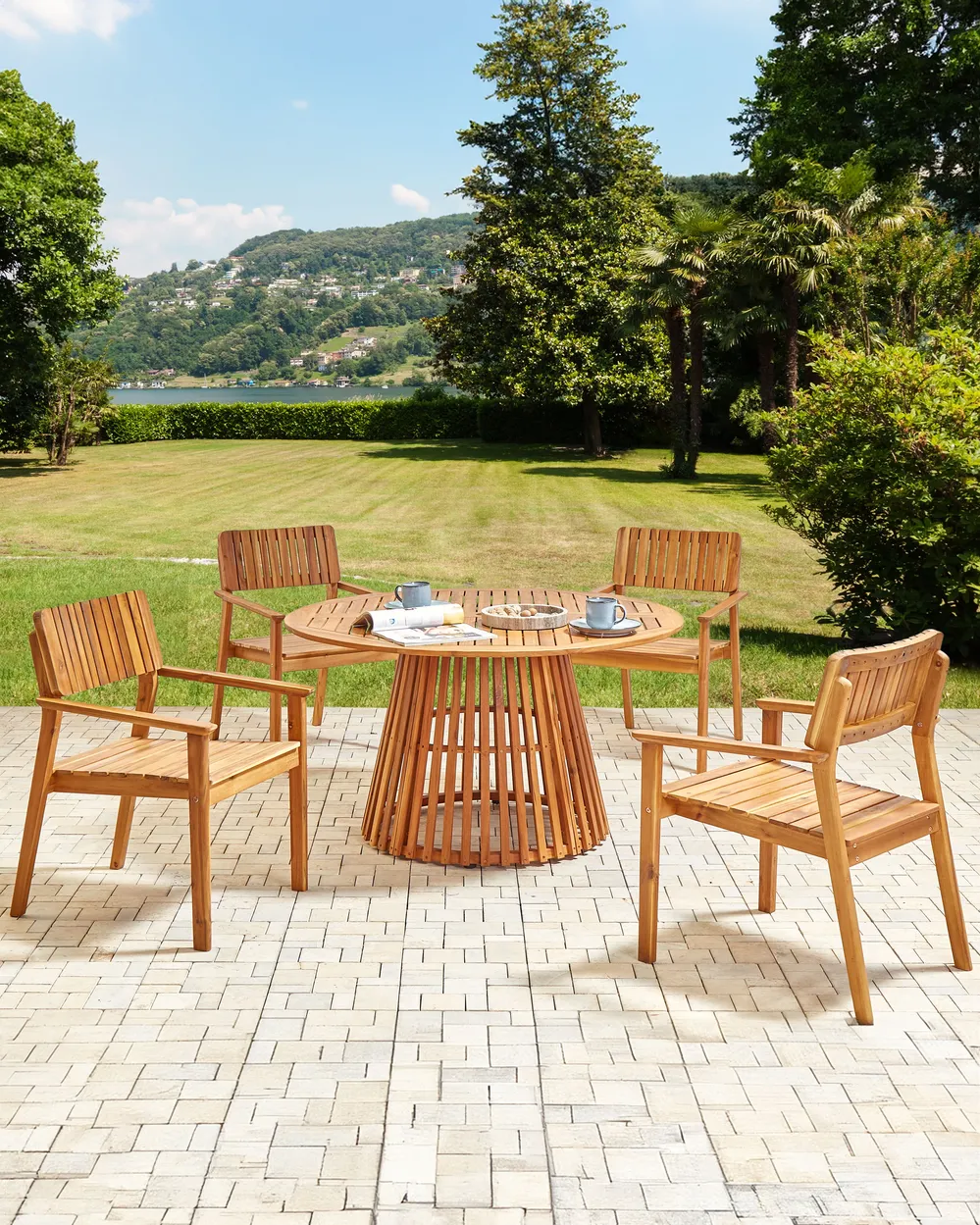 Set of 4 Garden Chairs AGELLO Acacia Wood Brown_1008845