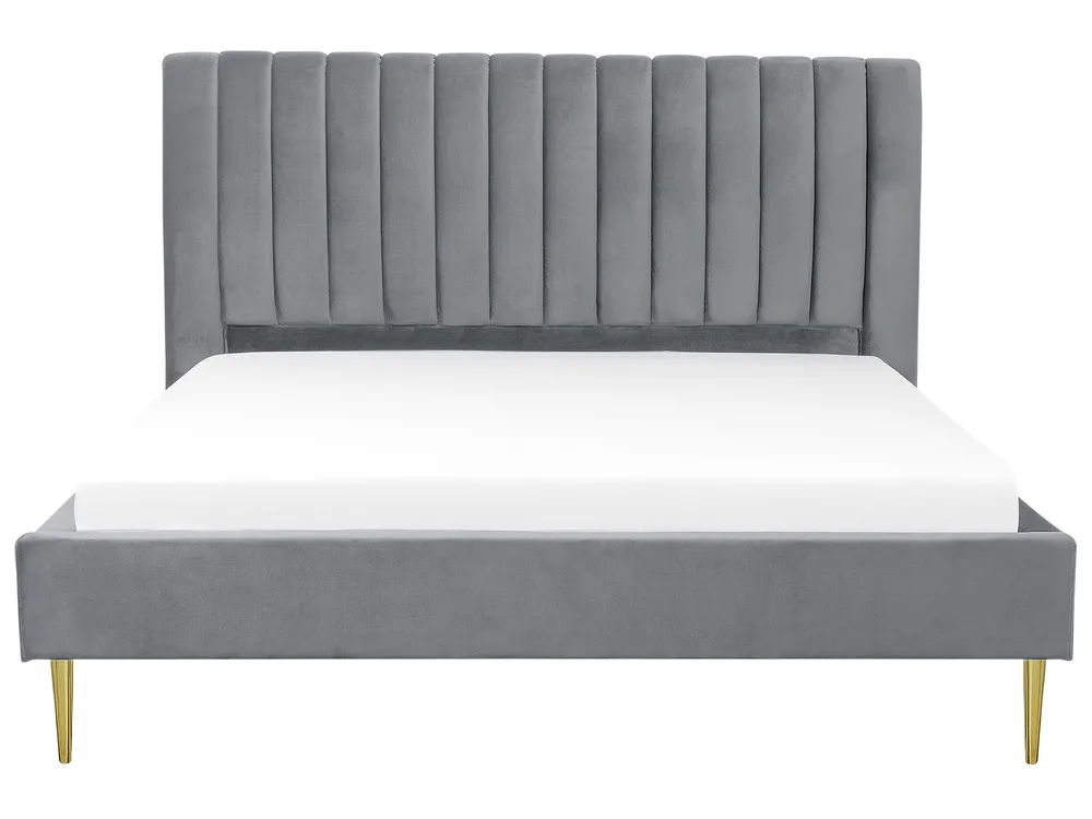 Bed Velvet MARVILLE 180 x 200 cm (EU Super King) Grey_792244