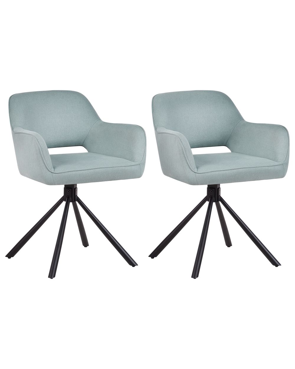 Esszimmerstuhl 2er Set drehbar LOURES Stoff Hellblau