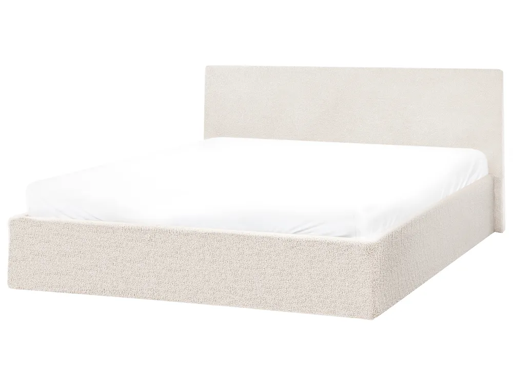 Bett mit Stauraum ORBEY Bouclé Cremeweiß 140 x 200 cm_981708